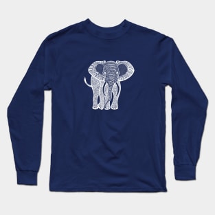 African Elephant Ink Art - on dark colors Long Sleeve T-Shirt